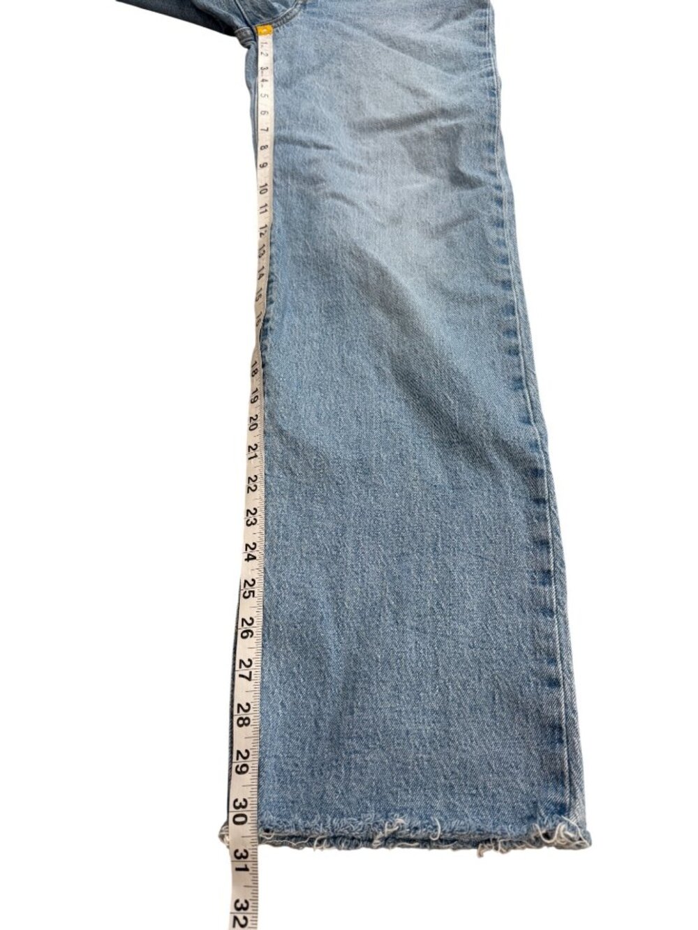 Levis Womens Size 29 Rib-Cage Straight Jeans High-Waisted Light Wash Raw Hem - Picture 7 of 10